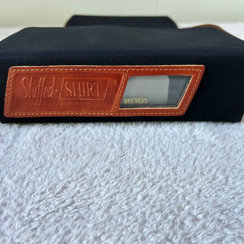 Stuffed Shirt Travel Organizer Set Black Canvas Leather Trim Made in England